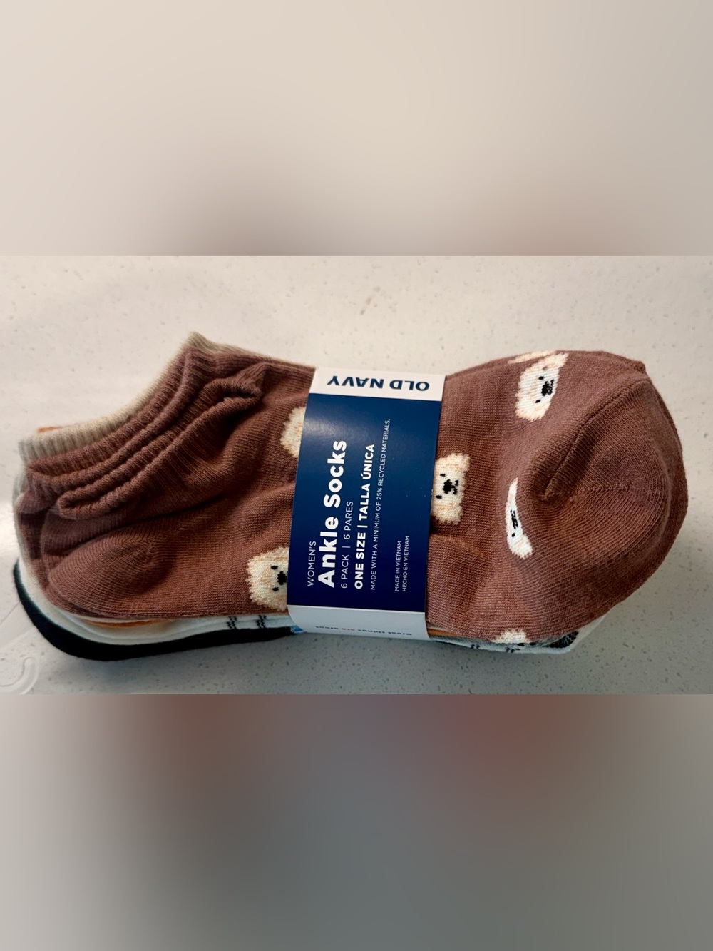 Old Navy Brown Ankle Socks with Dog Theme